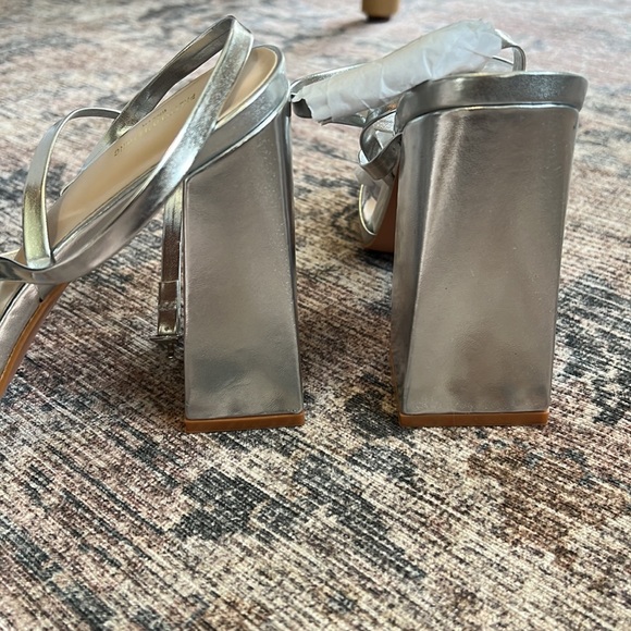 Silver Strappy Block Heeled Sandal - Picture 3 of 3